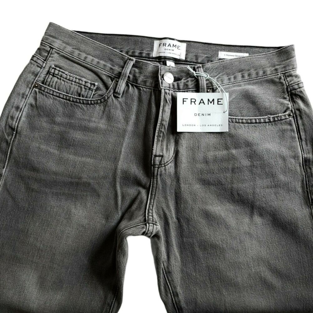 FRAME Denim L'Homme Straight leg distressed denim jeans commodore gray Sz 30 NEW - Picture 6 of 11